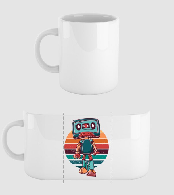 Robot Casetă retro model alb pe tricou