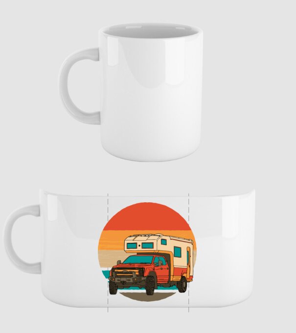 Campervan Retro model alb pe tricou