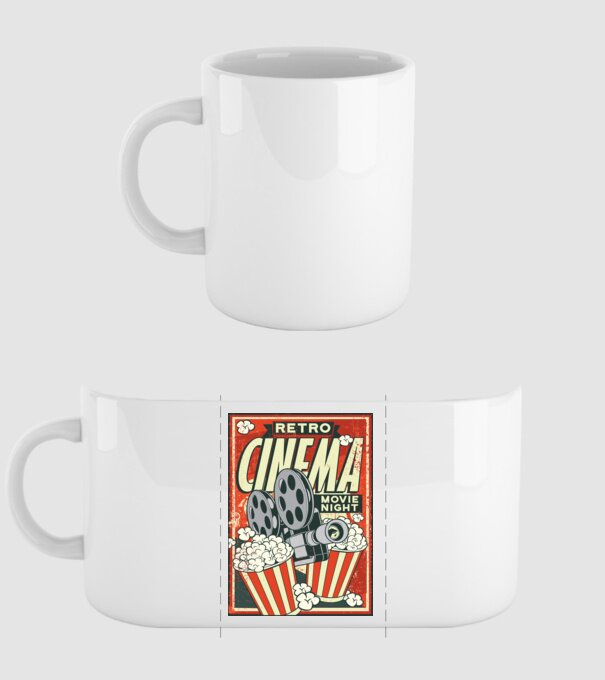 Afiș cinema retro model alb pe tricou