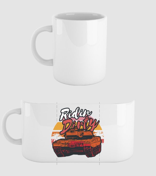 Ridin Dirty tricou cu tanc model alb pe tricou