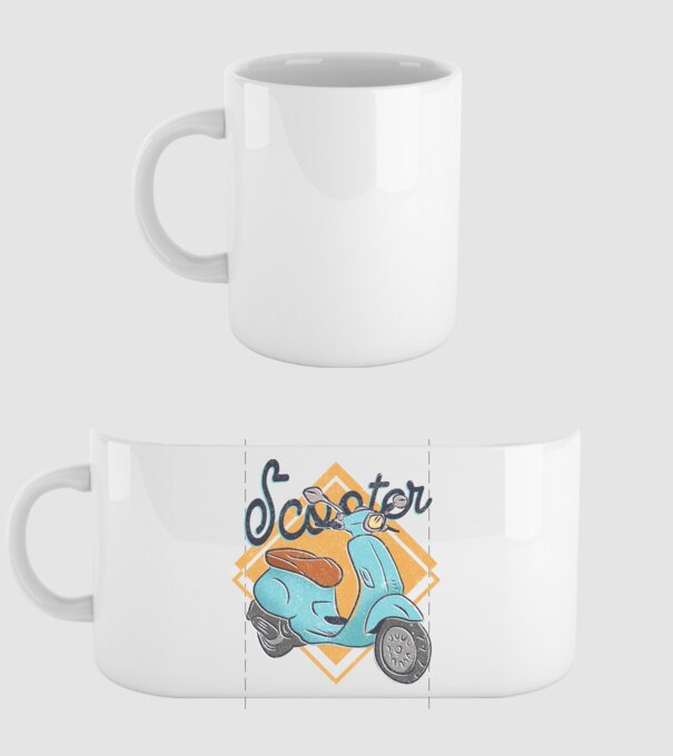 Scooter model alb pe tricou