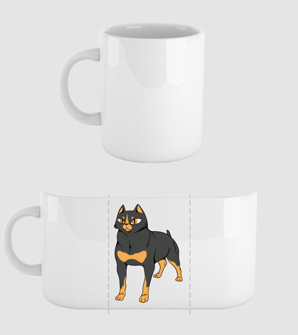 Rottweiler pisică model alb pe tricou