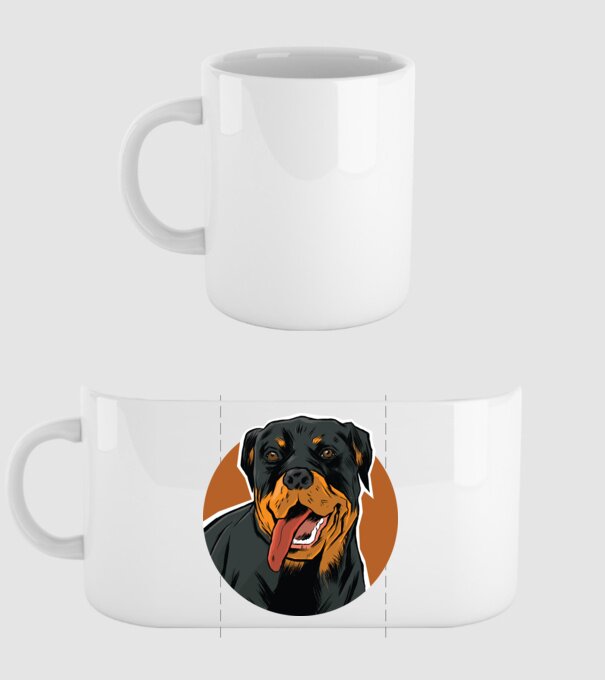 Tricou cu Câine Rottweiler model alb pe tricou