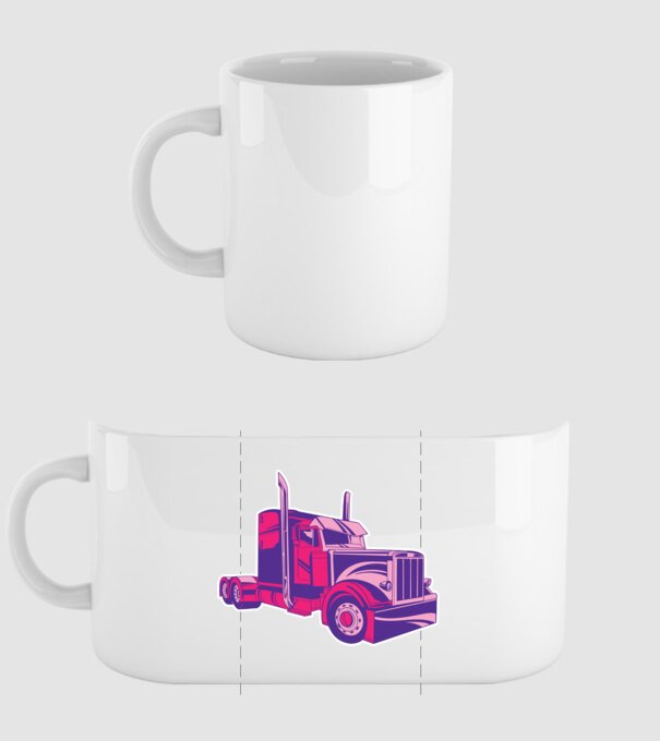 Camion roz model alb pe tricou