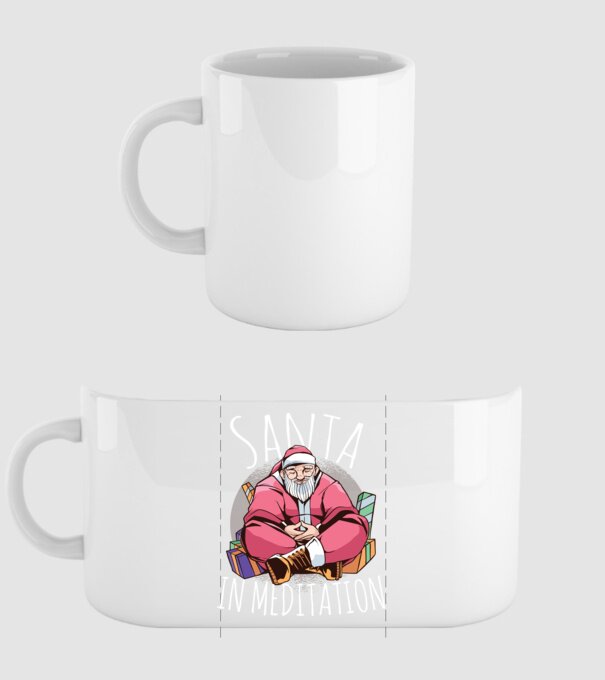 Santa Meditație model alb pe tricou