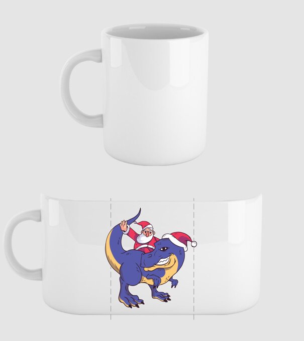 Santasaurus Moș Crăciun pe dinozaur model alb pe tricou