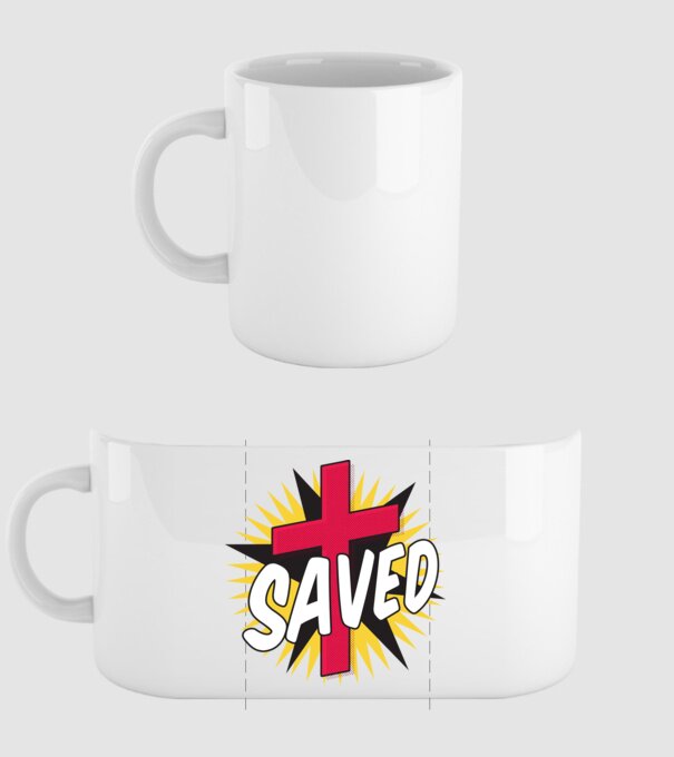 Saved Isus Cruce model alb pe tricou