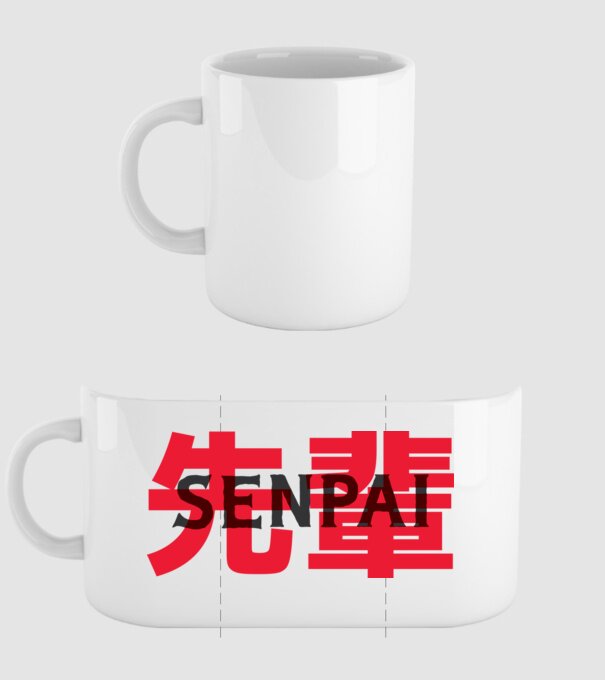 Senpai model alb pe tricou