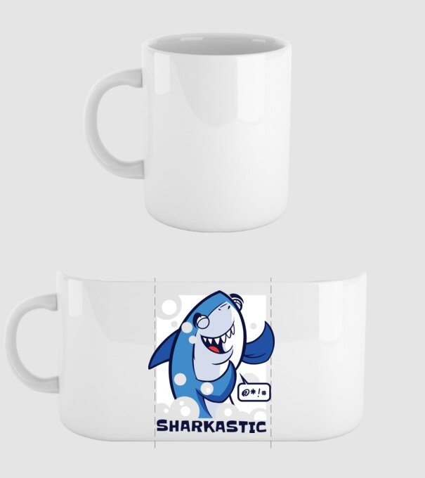 Sharkastic - Rechinul sarcastic model alb pe tricou