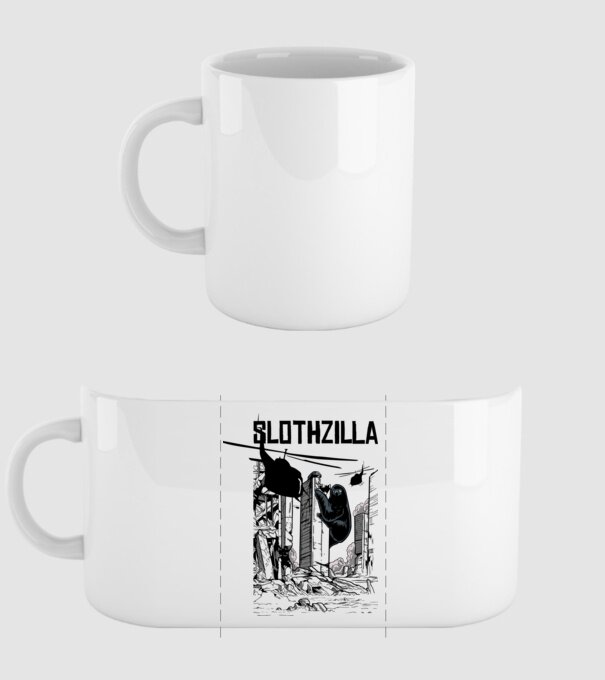 Slothzilla la atac amuzant tricou leneș amuzant model alb pe tricou