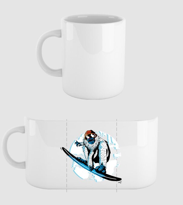 Yeti Snowboarder model alb pe tricou