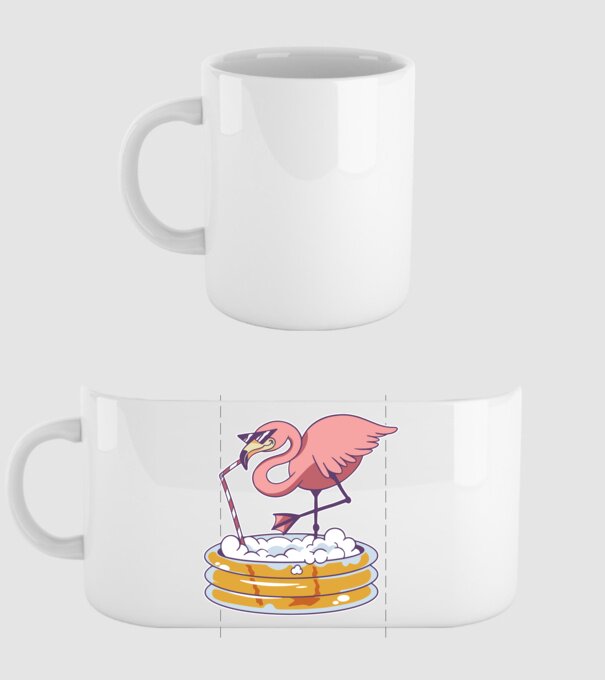 Flamingo cu bere model alb pe tricou