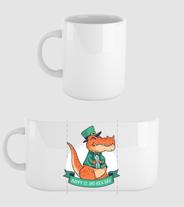 Dinozaur Sfântul Patrick model alb pe tricou
