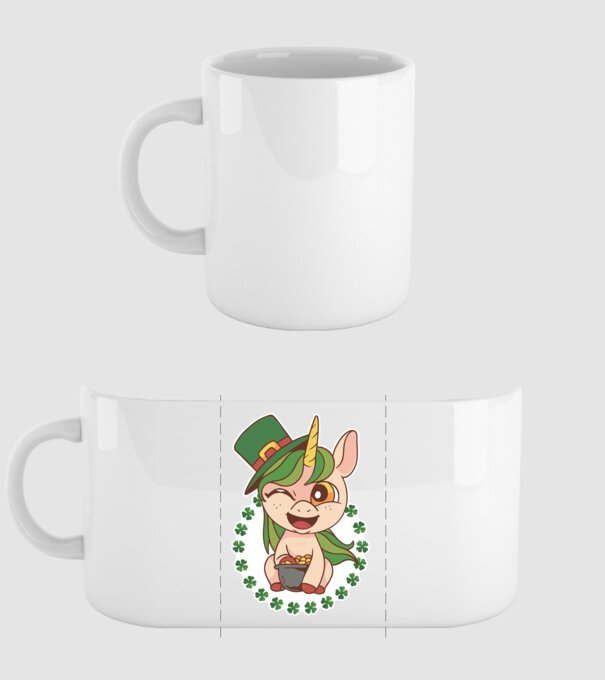 St Patrick Unicorn model alb pe tricou