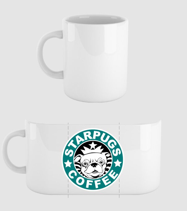 Starpugs Coffee model alb pe tricou