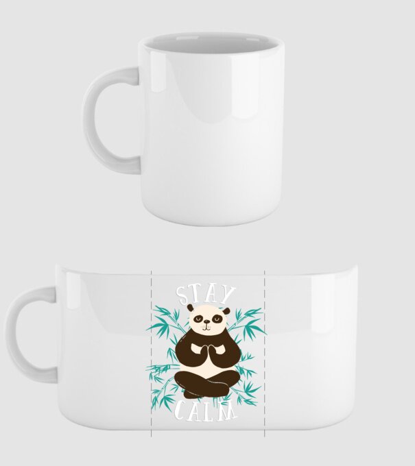 Stay Calm Panda meditație model alb pe tricou