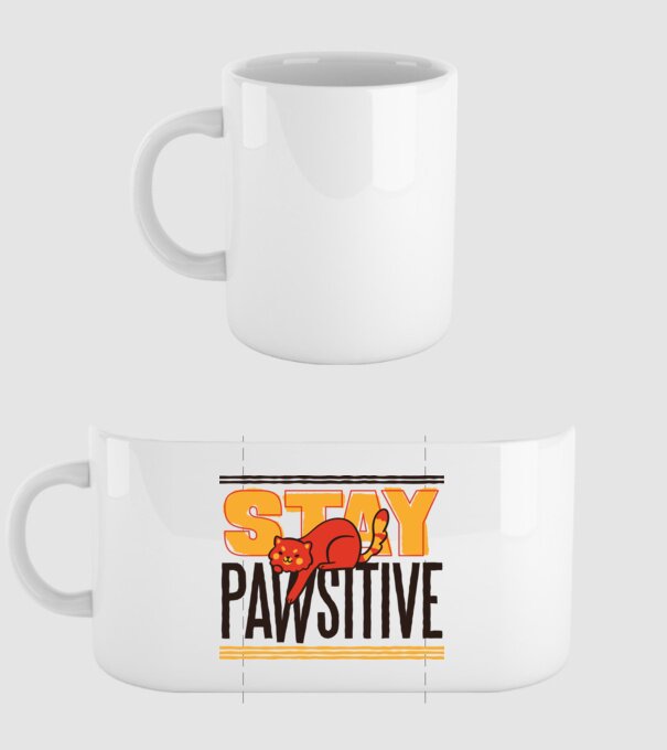 Stay Pawsitive model alb pe tricou