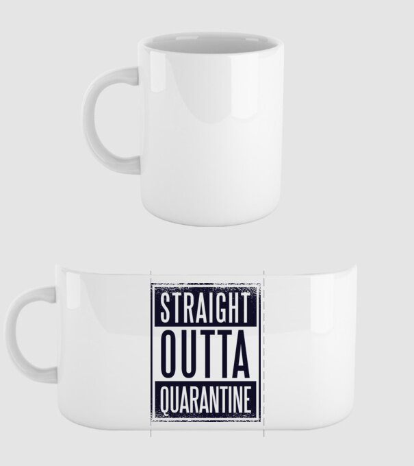 Straight outta quarantine model alb pe tricou