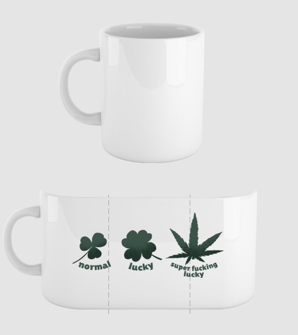 Super F*cking Lucky Cannabis model alb pe tricou