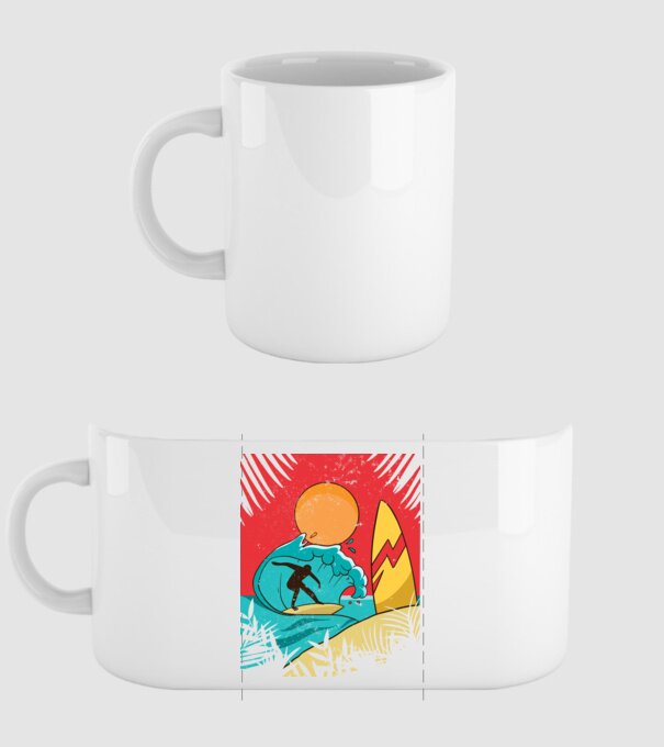 Afiș Surf model alb pe tricou