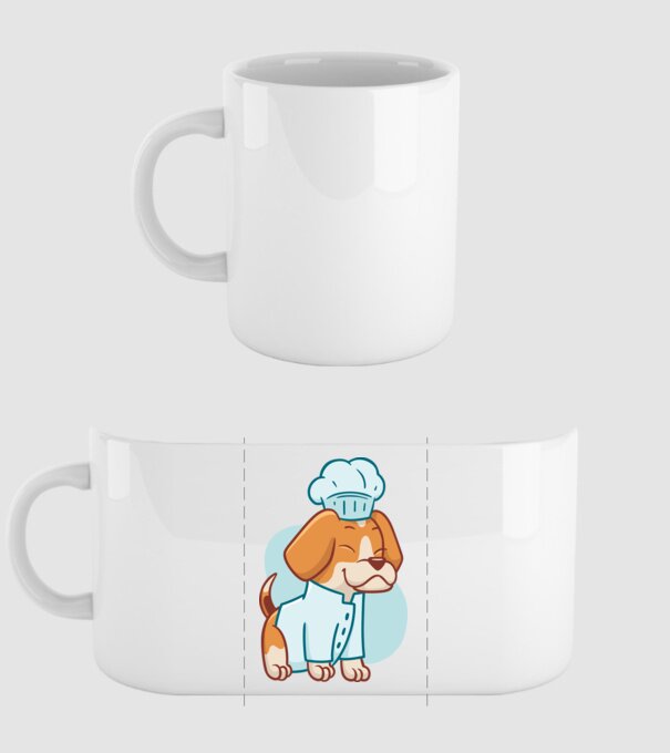 Beagle bucătar model alb pe tricou