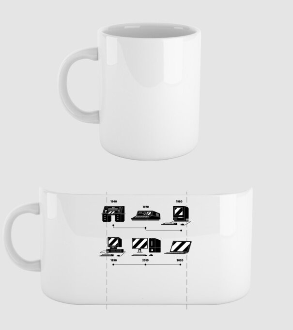 Evoluție Computer model alb pe tricou