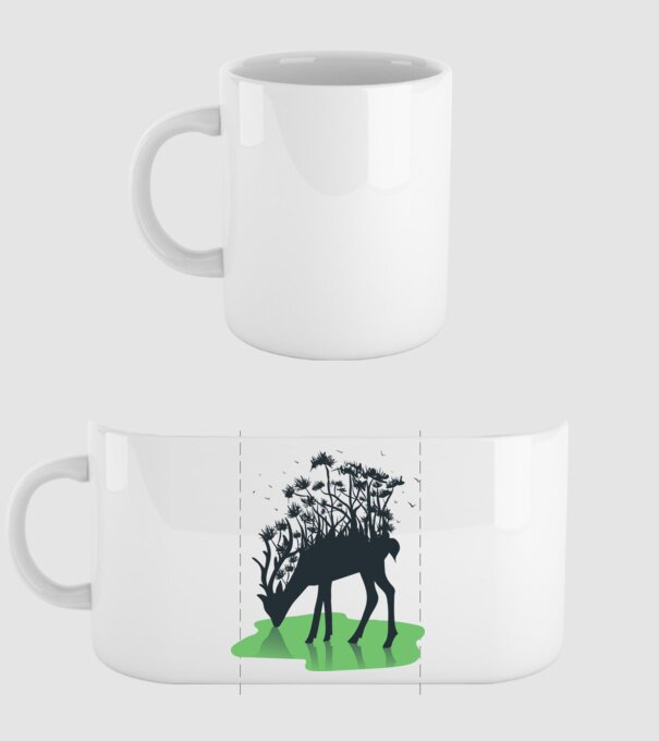 Natură cerb model alb pe tricou