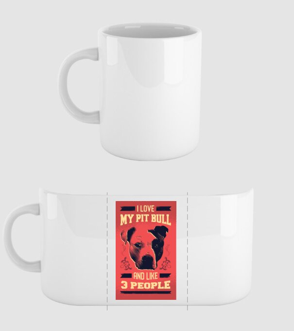Îmi iubesc Pitbull-ul meu și încă 3 persoane model alb pe tricou