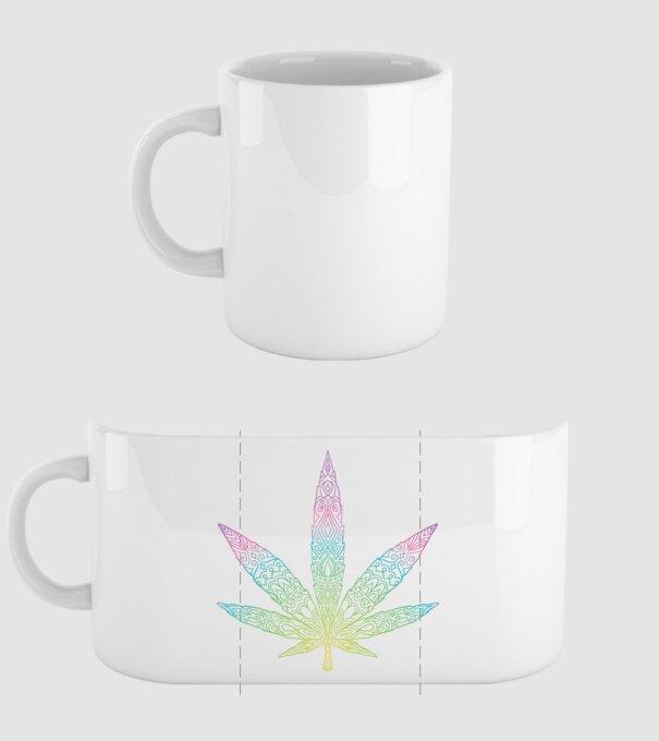 Frunză colorată de marijuana model alb pe tricou