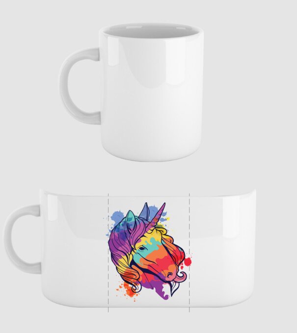 Curcubeu colorat Unicorn tricou model alb pe tricou