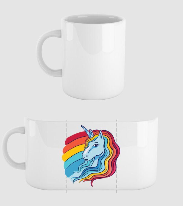 Unicorn cu Curcubeu model alb pe tricou