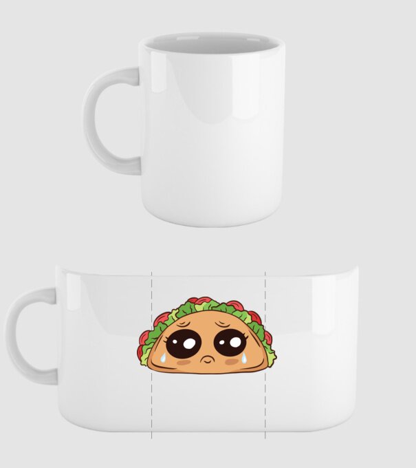 Taco trist model alb pe tricou