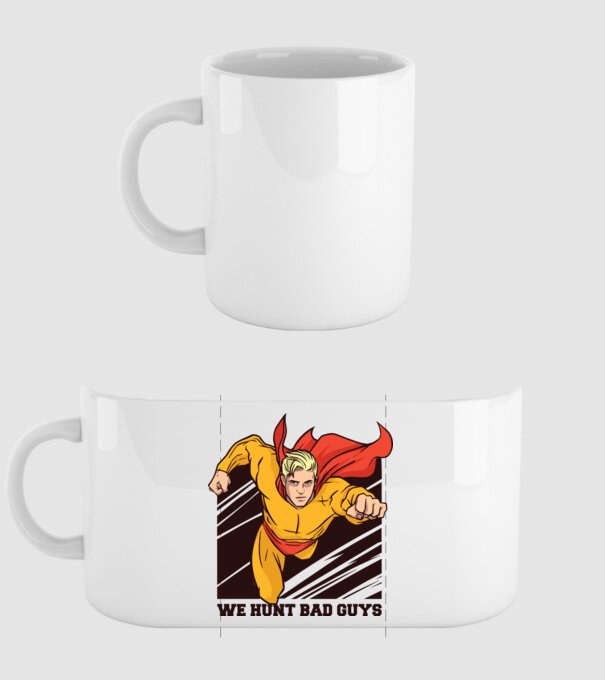 Supererou model alb pe tricou