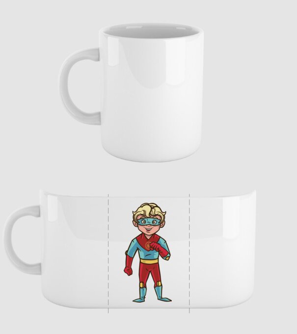 Băiat supererou model alb pe tricou
