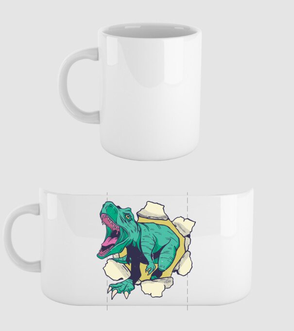 T-rex 3D model alb pe tricou