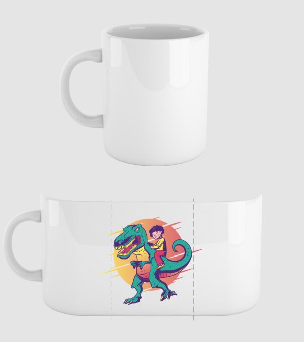 T-rex Gamer dinozaur model alb pe tricou