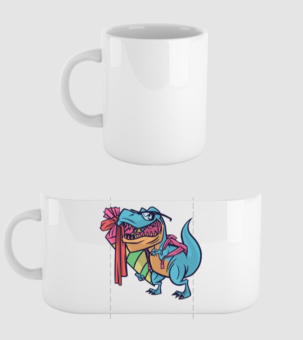 Elev T-rex model alb pe tricou