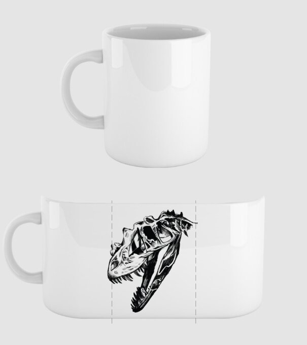 Craniu T-rex model alb pe tricou
