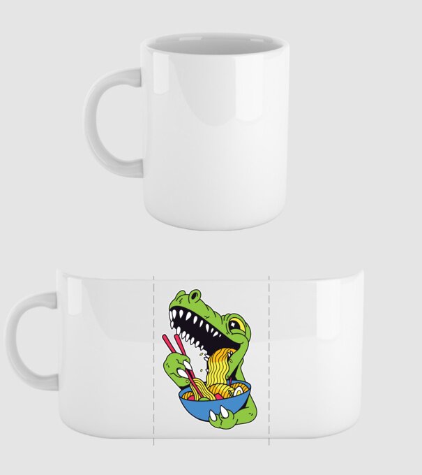 T-rex Ramen model alb pe tricou