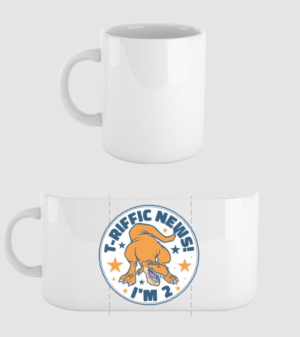 'T-rex Terrific news i''m 2' model alb pe tricou