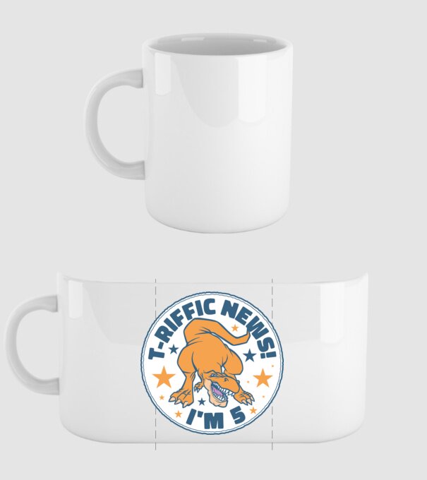 'T-rex Terrific news i''m 5' model alb pe tricou