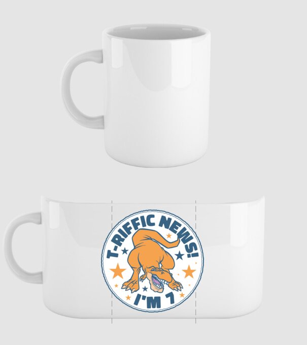 'T-rex Terrific news i''m 7' model alb pe tricou
