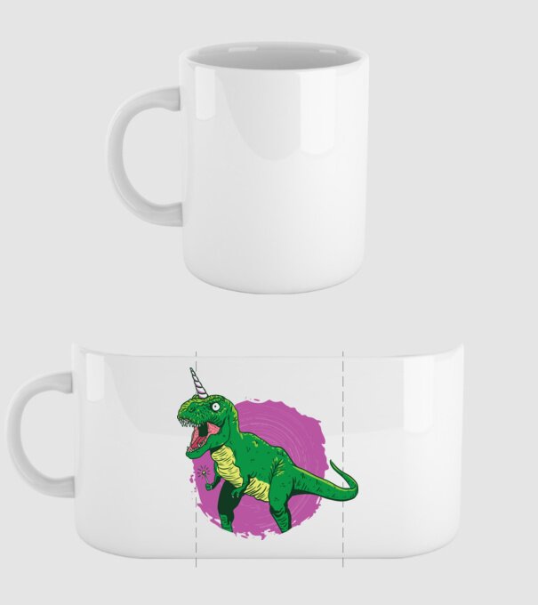 T-rex unicorn model alb pe tricou