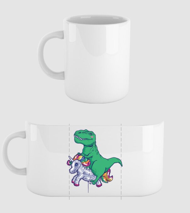 T-rex pe Unicorn balon model alb pe tricou