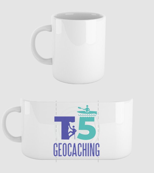 T5 Geocaching model alb pe tricou