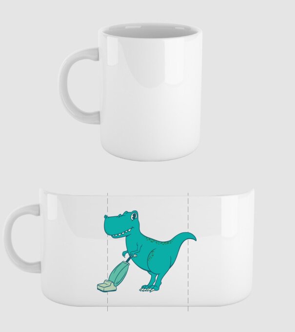 T-rex făcând curățenie model alb pe tricou