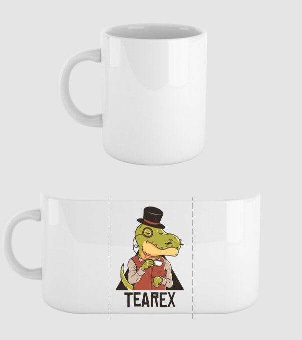 Tea Rex dinozaur cu ceai model alb pe tricou