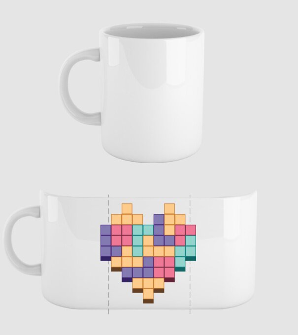 Inimă Tetris model alb pe tricou