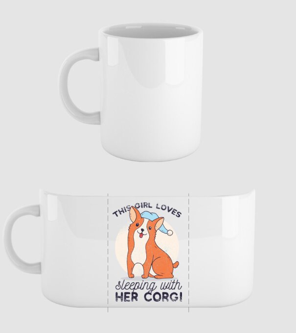This Girl Loves sleeping with her Corgi model alb pe tricou