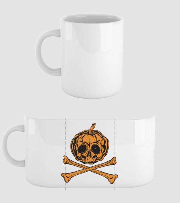 Dovleac craniu Halloween model alb pe tricou